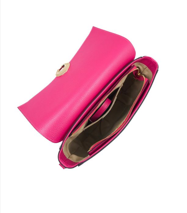 Розова чанта естествена кожа