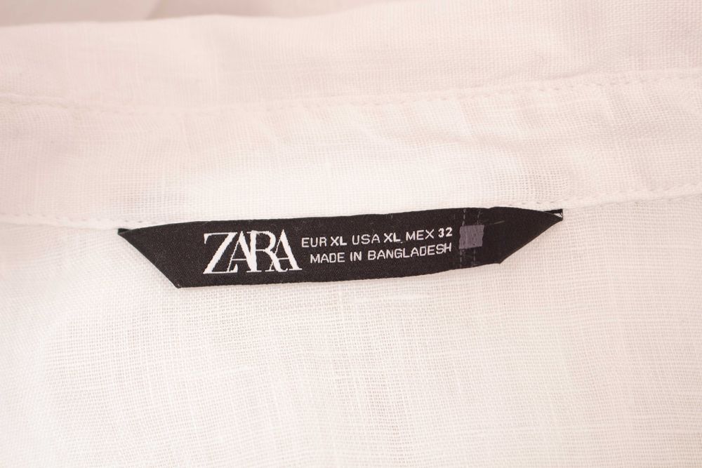 Zara дамска ленена риза бяла лека материя 100% лен XL