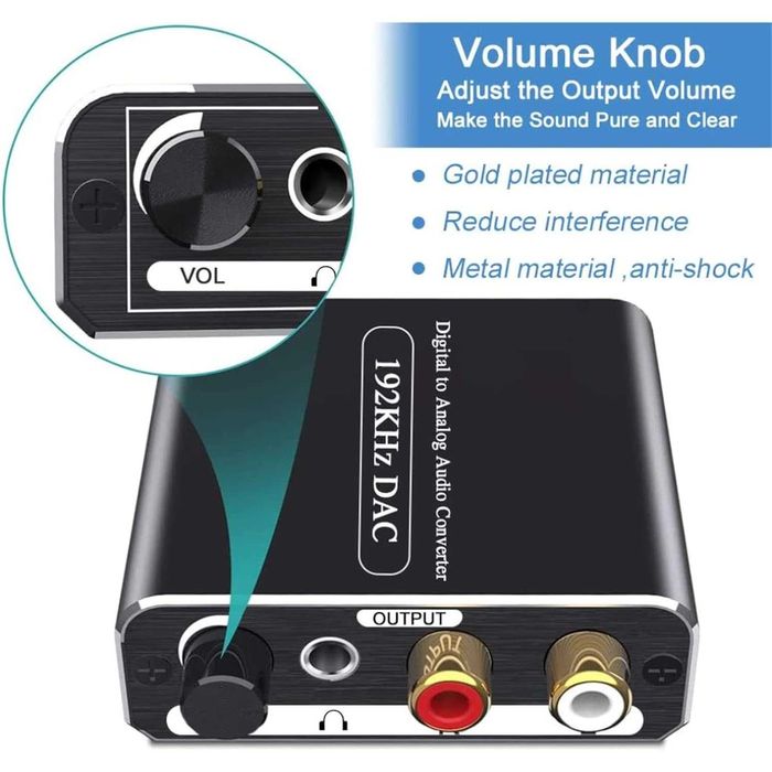 Convertor DAC Ozvavzk 192kHz Audio Digital la Analog cu Volum