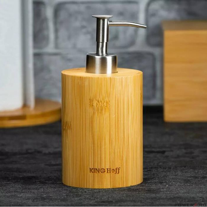Dozator pentru sapun lichid, din bambus, KingHoff