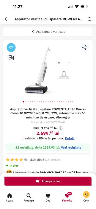 Aspirator vertical cu spalare ROWENTA All In One X-Clean 10