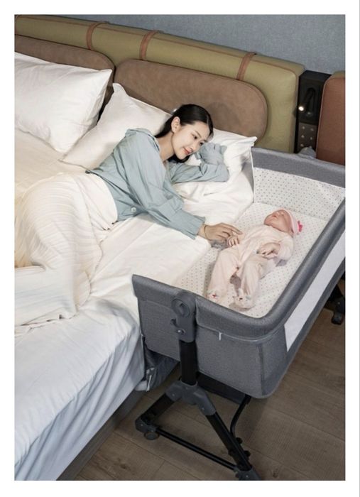 Манеж кроватка серая