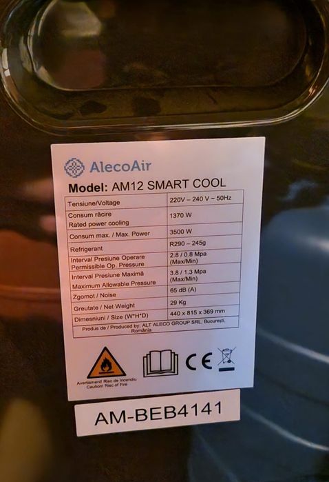 Aparat încălzire, AC portabil 12,000 BTU AlecoAir AM12