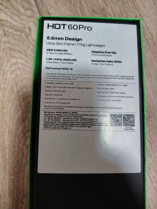 Infinix Hot 60 pro 160$