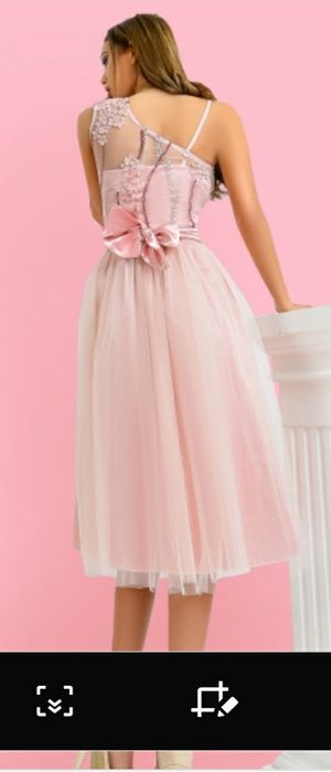 Rochie eleganta midi roz prăfuit