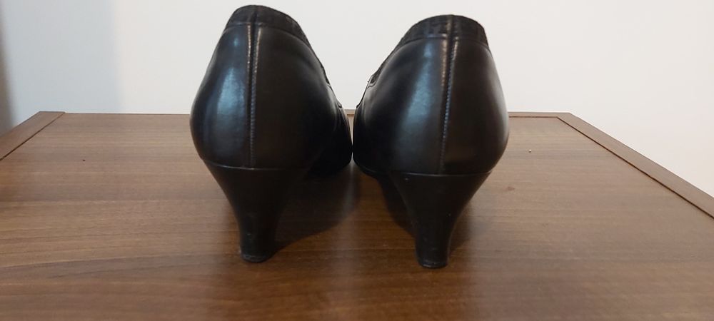 Pantofi din piele, toc gros, 6cm