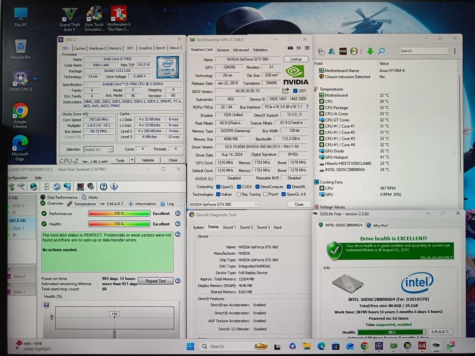 Unitate PC Gaming i5 7400 3.5Ghz/16GB DDR4/GTX960 4GB GDDR5/SSD/HDD