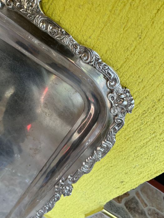Старинен тежък посребрен  поднос( тава)