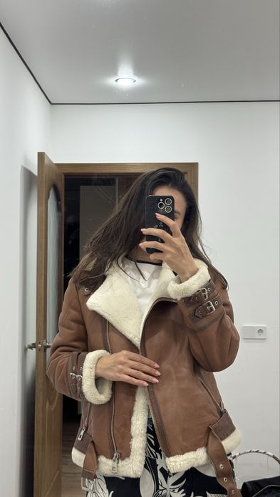 женсий дубленка кожаные