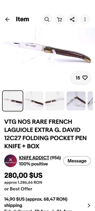 Briceag de Colecție Laguiole Arbalète G. David – Lemn de Trandafir & Alamă (Handmade France)