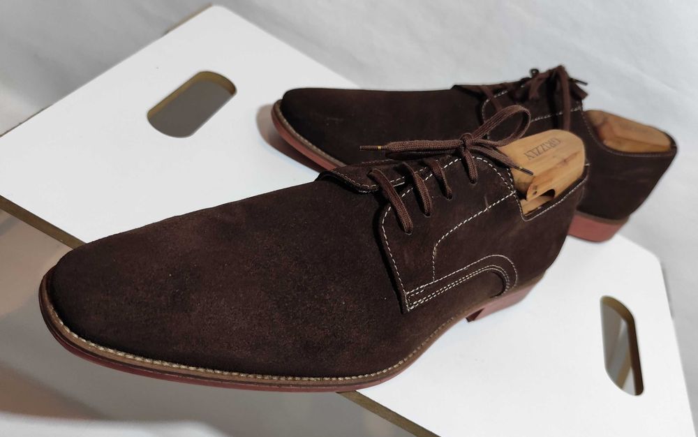 Pantofi derby 42.5 43 plain toe suede Lavoratione Artigianale piele