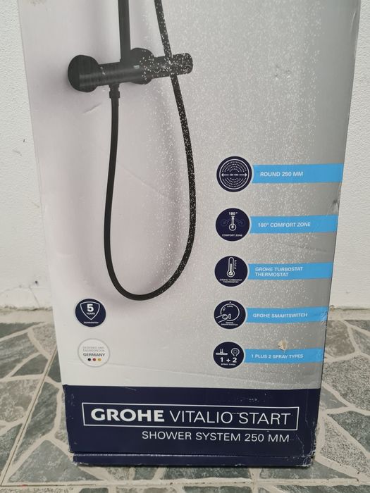 Grohe vitalio start shower system 250 MM,Nou cu baterie termostatată (Negru)