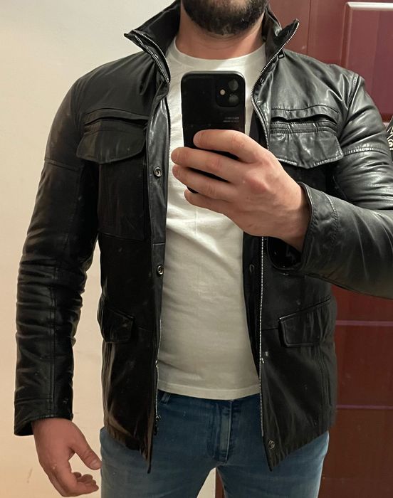 Оригинално мъжко кожено яке HUGO BOSS естествена кожа