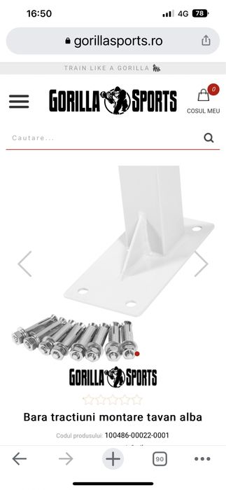 Bara tractiuni montare tavan alba made in Germany rezista 200 kg noua