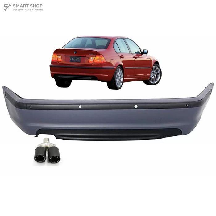 Bara Spate cu Toba Ornament Evacuare Fibra Carbon Mat BMW Seria 3 E46