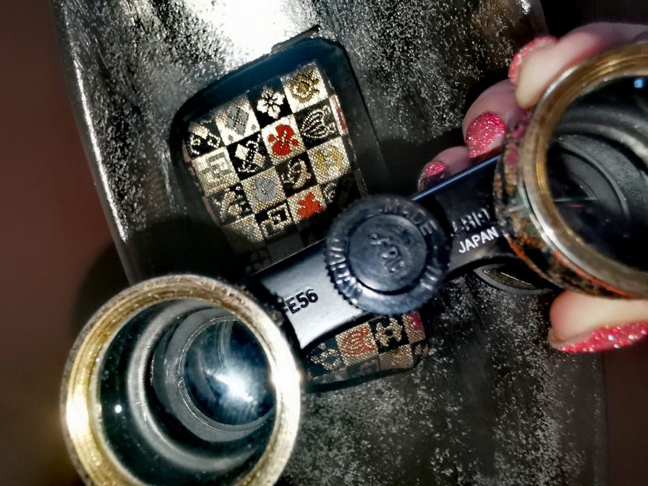 Антикварни оперни очила бинокъл Revue комплект с чанта от Япония