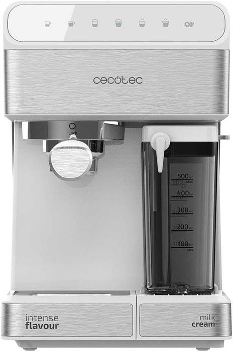 Полуавтоматична кафемашина Cecotec Power Instant-ccino Touch Bianca Series, резервоар за мляко, сензорен контролен панел, 20 бара, термоблок, 1350W
