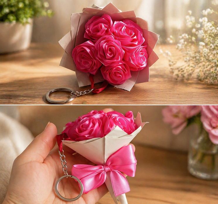 Ключодържател със сатенени рози!