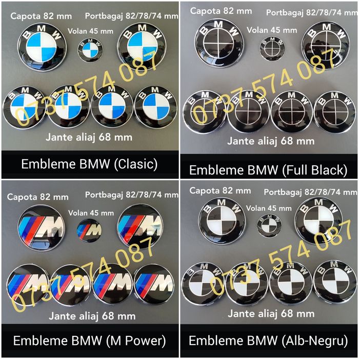 Capace jante BMW si embleme BMW Seria 1, 2, 3, 4, 5, X,1 X,3 X5, X6