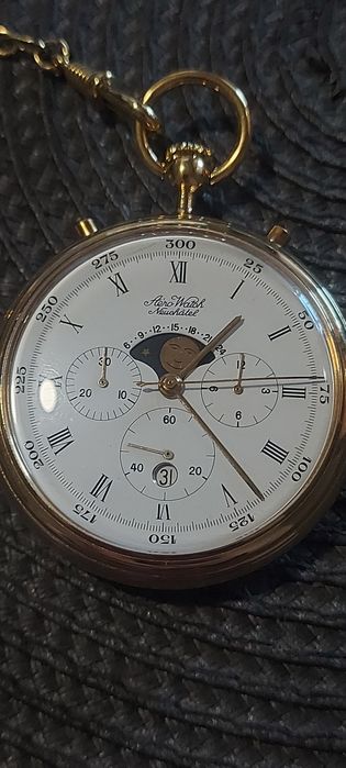 Ceas de Buzunar Aero Watch Neuchatel Moon Phase Chronograph Gold