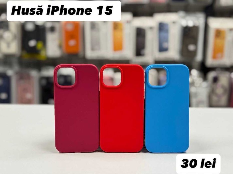 Husă silicon, folie, cablu, încărcător iPhone 15