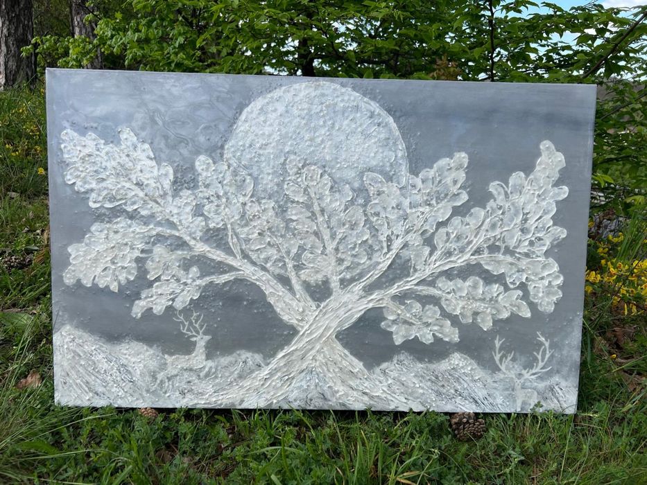 Tablou unicat din rășină și pietricele