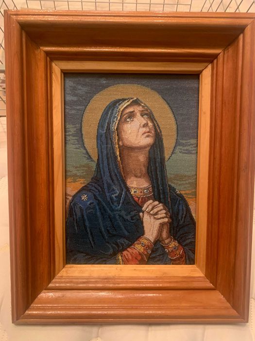 Goblen Icoana ortodoxa Maica Domnului Iisus NOU sticla și rama lemn