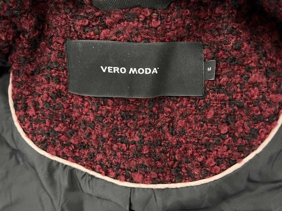 Palton Vero Moda tip bouclé, bordo, L