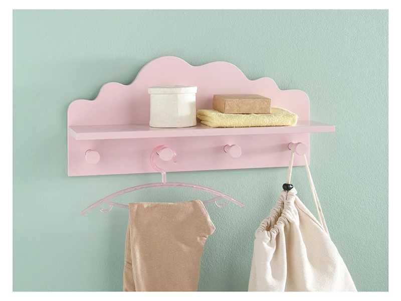 НОВИ! Детска закачалка с рафт 2в1 бял син розов