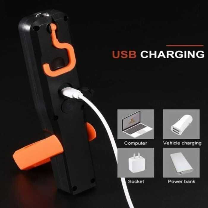 Работна LED Лампа G-998/191 с Акумулаторна Батерия – 3 Режима на Светене, USB Зареждане и Въртяща се Глава за Кола, Дом, Гараж, Къмпинг и Риболов