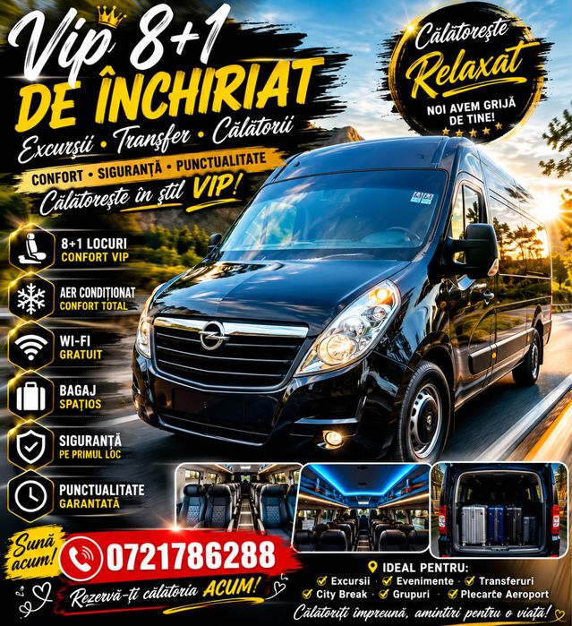 Inchiriez microbuz 8+1 locuri  VIP interior Piele/tv/webasto