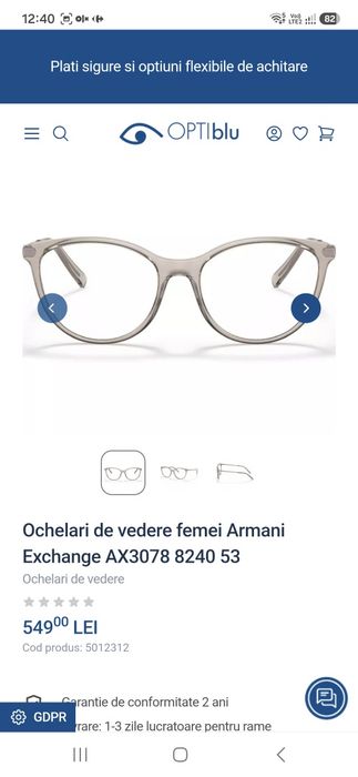 Ochelari Armani  mărimea 53