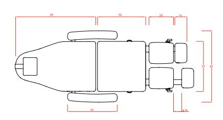 Стол за педикюр Cubo (3 мотора) 190 х 57/82 х 62/121 см - бял/ сив