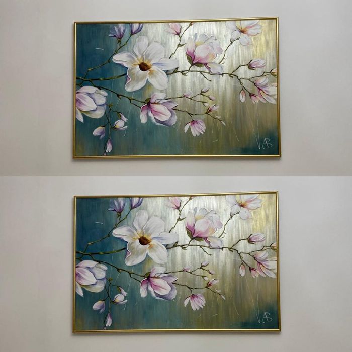Картина "Цветущая Магнолия" для интерьера спальни, гостиной