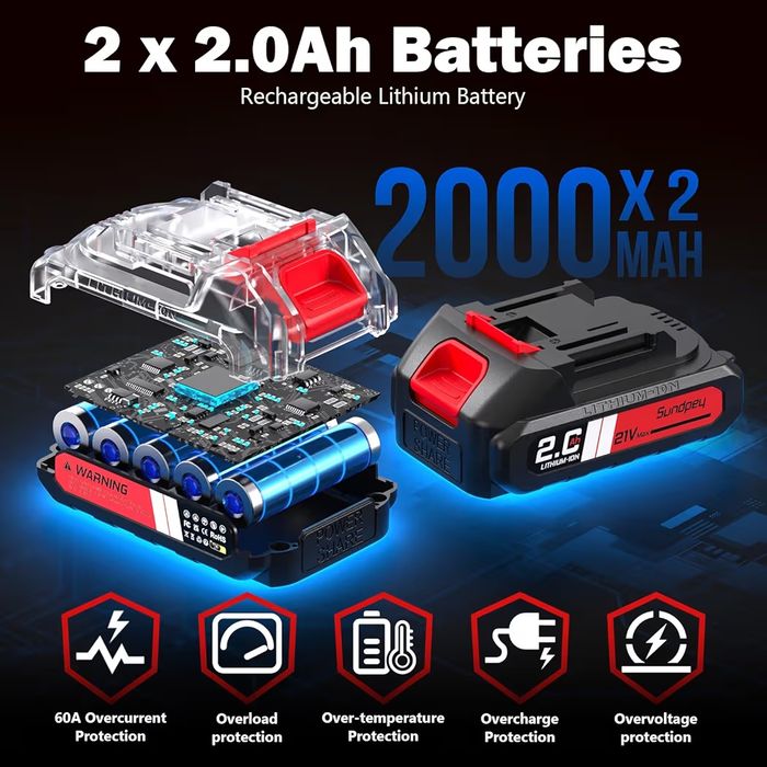 Sundpey Cordless Power Drill Set - 620in-lbs 23+3 Brushless Electric Drill