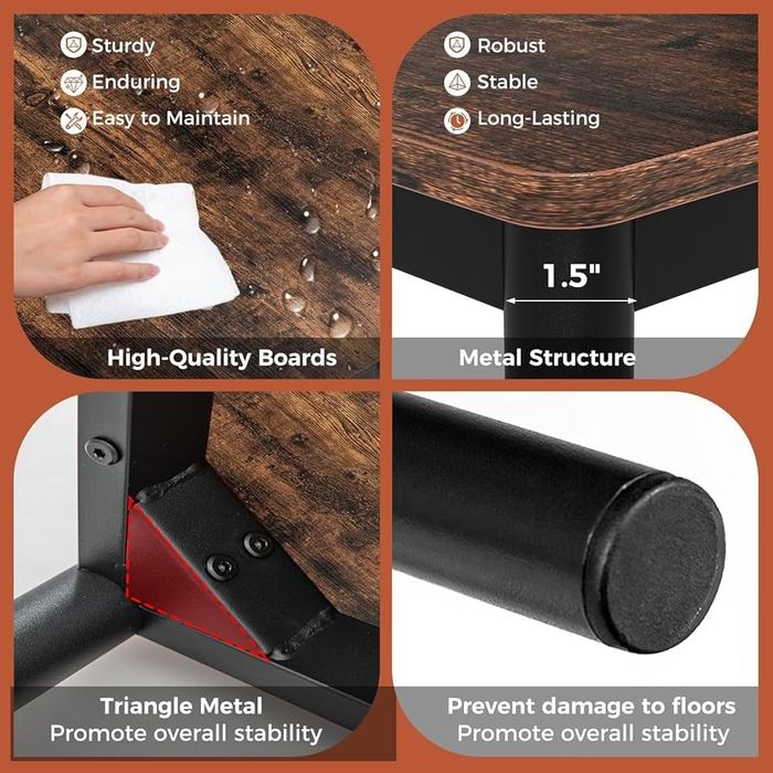 Set mobilier masa şi 4 scaune maro cadru metalic