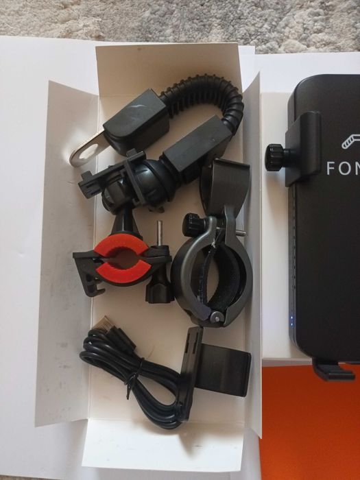Suport telefon Bicicleta/Moto încărcare wireless 5000mAh și lumină LED