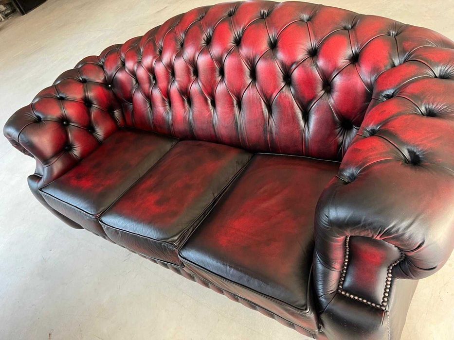 Canapea Chesterfield/Oxblood/Piele naturala!