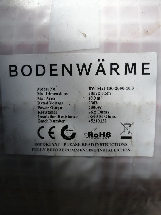 Instalație electrica încălzire pardoseala