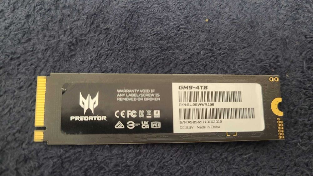 SSD Predator GM9  de 4TB NVMe PCIe Gen5 , 14000 MB/s , nou, original