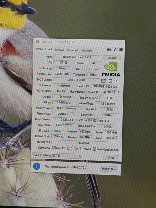 Видеокарта GeForce GT 730 2GB DDR3.