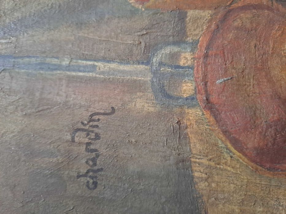 tablou pictura veche ulei pe panza reproducere Chardin 61/49 cm