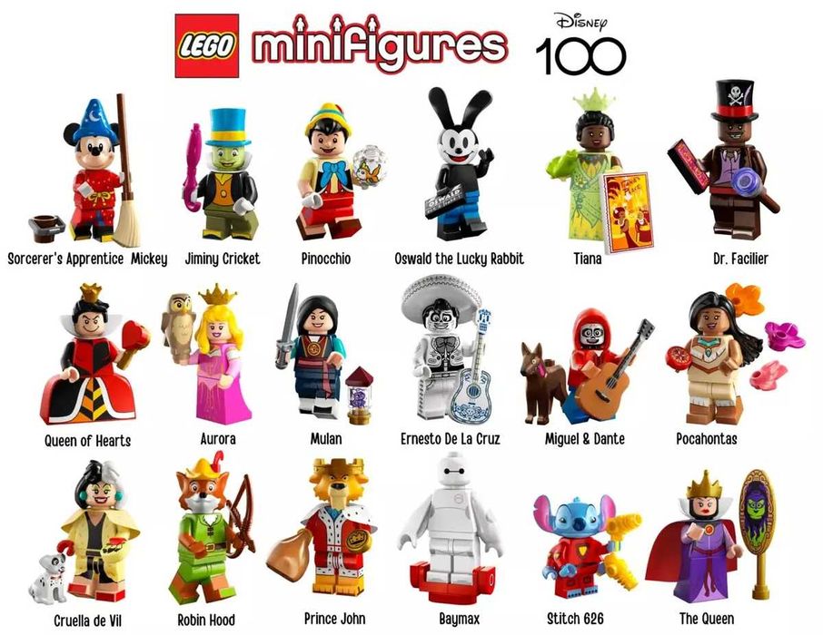 LEGO Minifigures Disney 100, 71038, пълна колекция, минифигури Дисни