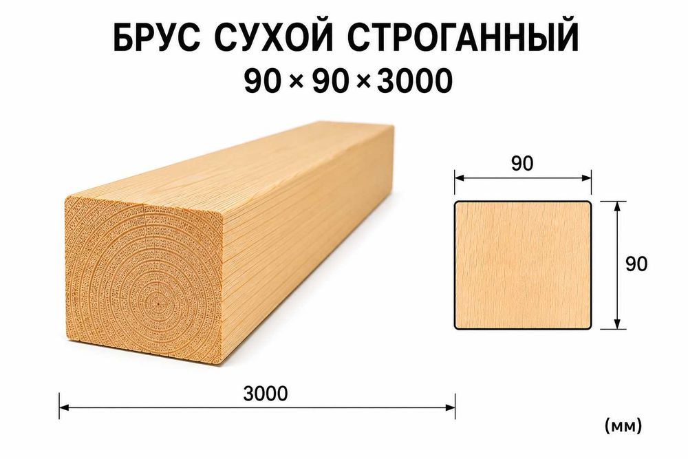 Брус/Столб клееный 90х90х3000 АВ