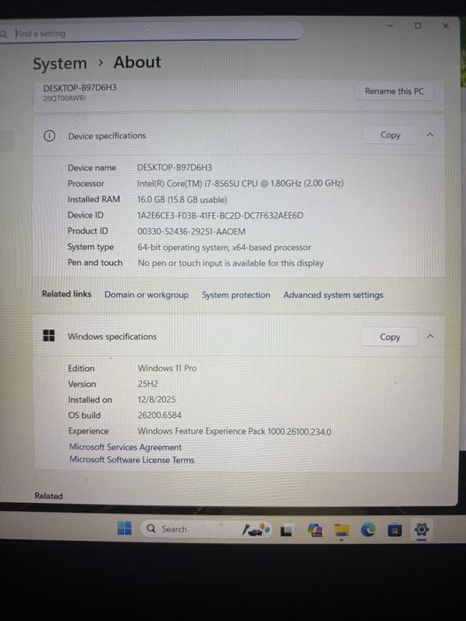 Lenovo ThinkPad i7-8565U / 16GB RAM / Windows 11 Pro – Laptop Business