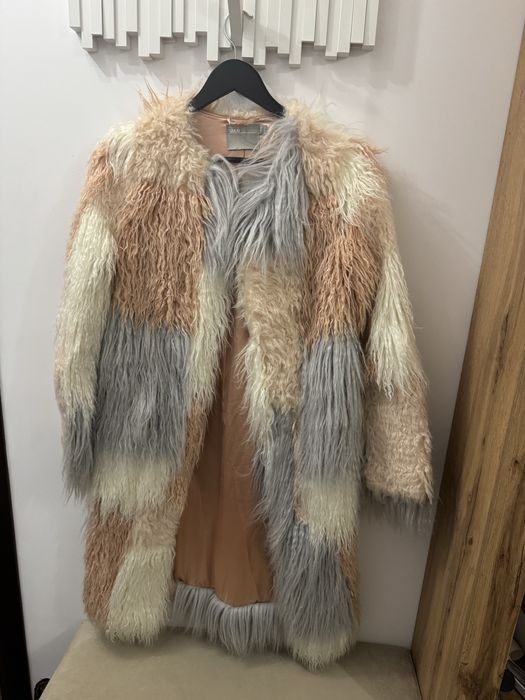 Дълго шарено палто от изкуствен косъм ASOS