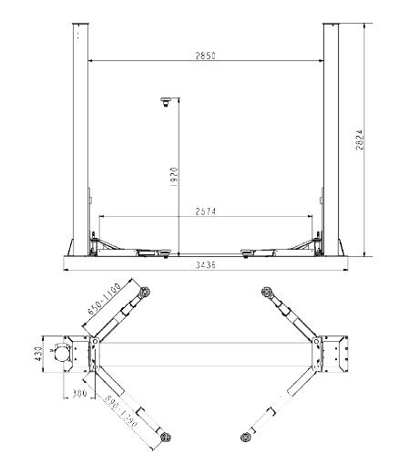 Двуколонен електро-хидравличен подемник 4т EM Lift