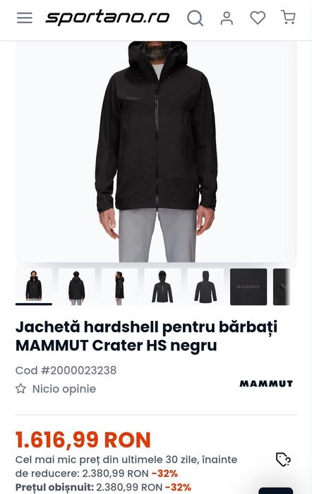 Preț fix,Mamut Gore-tex mărimea S nepurtata