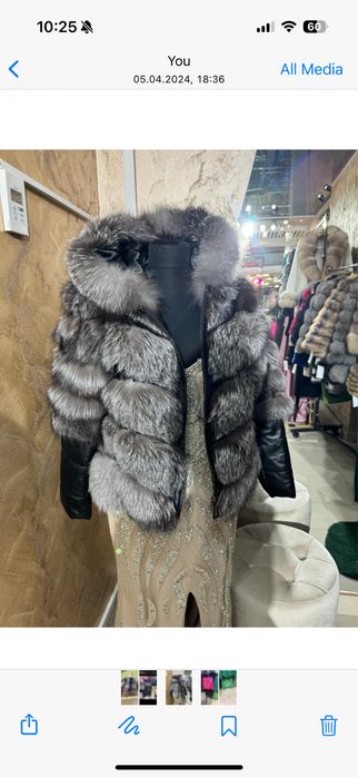 Vand haina din blana de vulpe la 1399lei! marimi S-M gri si maro