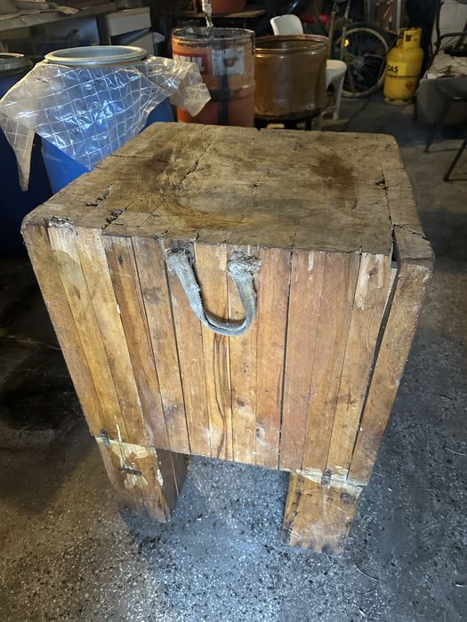 професионален месарски пън от масивно дърво Дъб 58×58×80 см